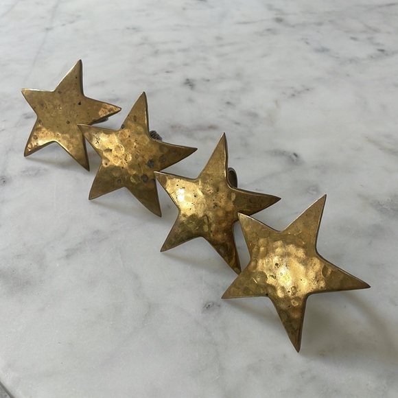 Hammered Brass Star Napkin Rings (Set of Four) - Picture 1 of 9